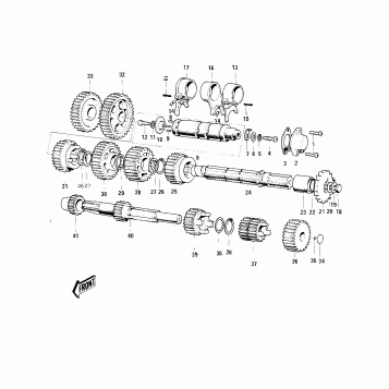 TRANSMISSION/CHANGE DRUM ('73-'75 MC1/MC