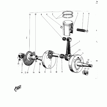 CRANKSHAFT/PISTON /ROTARY VALVE ('69-'73