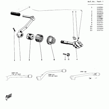 KICKSTARTER MECHANISM ('69-'73)