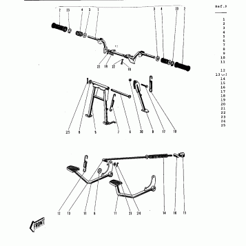 FOOTRESTS/STANDS/BRAKE PEDAL ('69-'73)