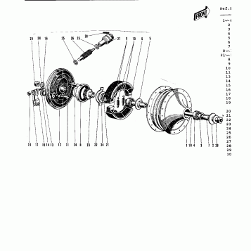 FRONT HUB/BRAKE ('69-'73)