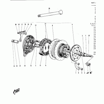 REAR HUB/BRAKE (G3SS/A/B/C) ('69-'73)