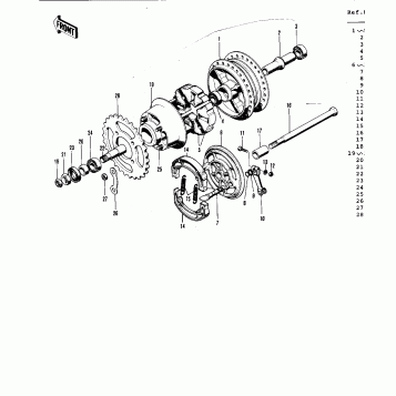 REAR HUB/BRAKE (G3TR/A) ('69-'73)