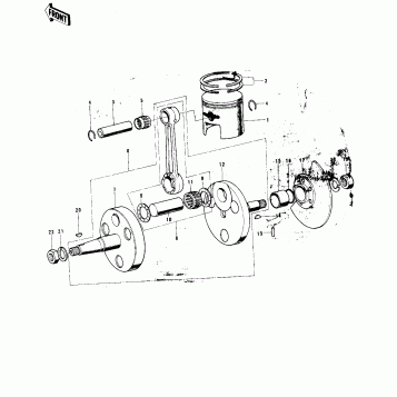 CRANKSHAFT/PISTON/ROTARY VALVE ('74-'75)