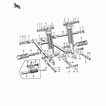 SWING ARM/SHOCK ABSORBERS ('74-'75)