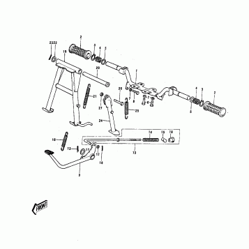 FOOTRESTS/STANDS/BRAKE PEDAL ('74-'75)