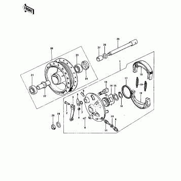 FRONT HUB/BRAKE ('74-'75)