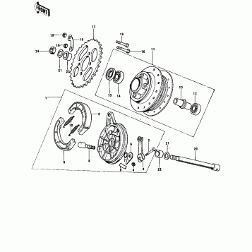 REAR HUB/BRAKE ('74-'75)