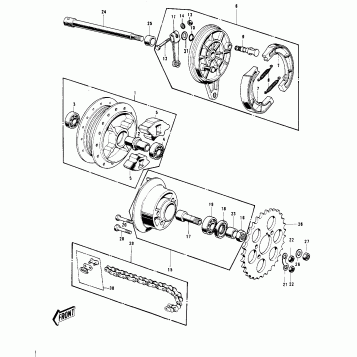REAR HUB/BRAKE/CHAIN ('70-'73)
