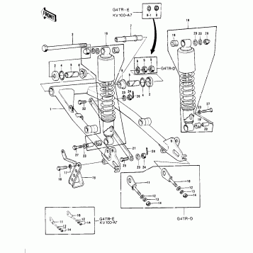 SWING ARM/SHOCK ABSORBERS ('74-'75)