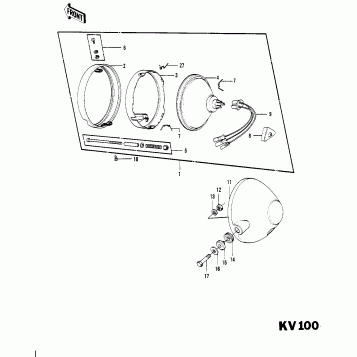 HEADLIGHT KV100-A7 ('74-'75)