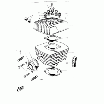 CYLINDER HEAD/CYLINDER ('72-'73 G5-A)