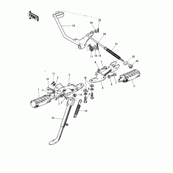 FOOTRESTS/STAND/BRAKE PEDAL ('72-'73 G5-