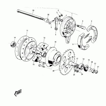 REAR HUB/BRAKE ('72-'73 G5-A)