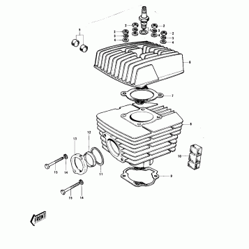 CYLINDER HEAD/CYLINDER ('74-'75 B/C)