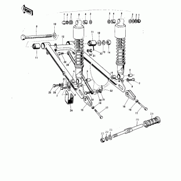 SWING ARM/SHOCK ABSORBERS ('74-'75 B/C)