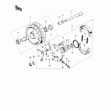 FRONT HUB/BRAKE ('74-'75 B/C)