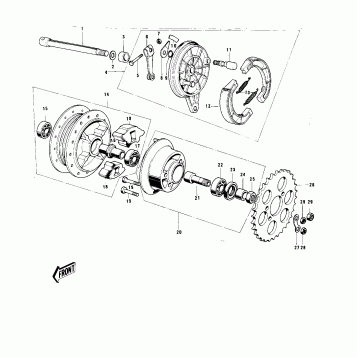 REAR HUB/BRAKE ('74-'75 B/C)