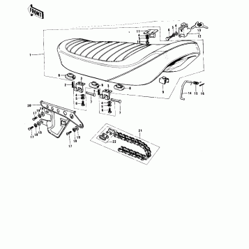 SEAT/CHAIN COVER/CHAIN ('74-'75 B/C)