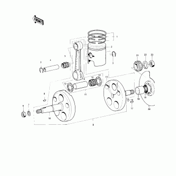 CRANKSHAFT/PISTON/ROTARY VALVE ('74-'75)