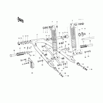 SWING ARM/SHOCK ABSORBERS ('74-'75)