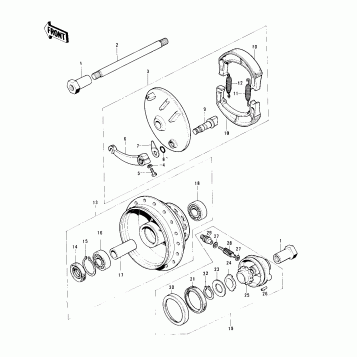 FRONT HUB/BRAKE ('74-'75)