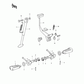 FOOTRESTS/STAND/BRAKE PEDAL ('76-'79)