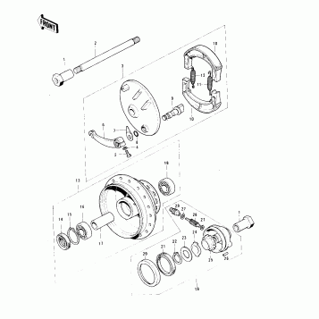 FRONT HUB/BRAKE ('76-'79)