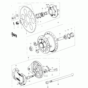 REAR HUB/BRAKE ('76-'79)
