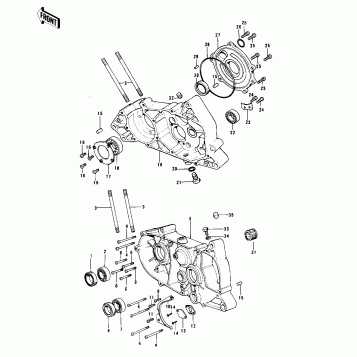 CRANKCASE ('74-'76 KX125/A/A3)