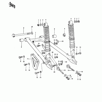 SWING ARM/SHOCK ABSORBERS ('74-'76 KX125