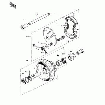FRONT HUB/BRAKE ('74-'76 KX125/A/A3)
