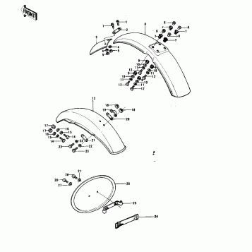 NUMBER PLATE/FENDERS ('74-'76 KX125/A/A3