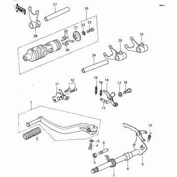 GEAR CHANGE MECHANISM ('78-'79 KX125-A4/