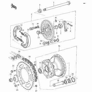 REAR HUB/BRAKE/CHAIN ('78-'79 KX125-A4/A