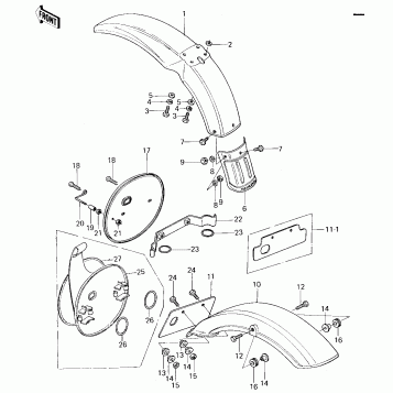 NUMBER PLATE/FENDERS ('78-'79 KX125-A4/A