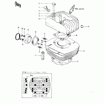 CYLINDER HEAD/CYLINDER ('71-'73 F7/F7-A/