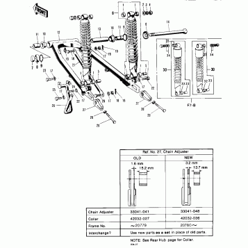 SWING ARM/SHOCK ABSORBERS ('71-'73 F7/F7