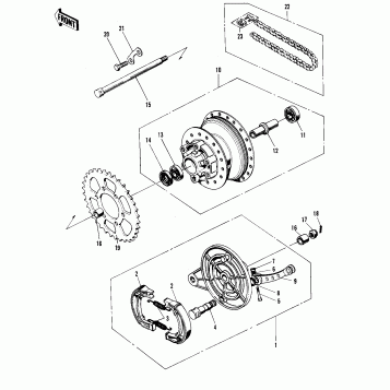 REAR HUB/BRAKE/CHAIN ('71-'73 F7/F7-A/F7