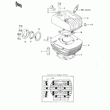 CYLINDER HEAD/CYLINDER ('74-'75 F7-C/F6-