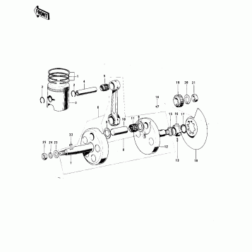 CRANKSHAFT/PISTON/ROTARY VALVE ('74-'75