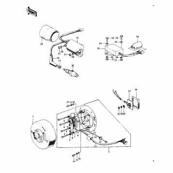 IGNITION/GENERATOR/RECTIFIER ('74-'75 F7