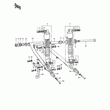 SWING ARM/SHOCK ABSORBERS ('74-'75 F7-C/