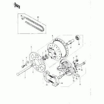 REAR HUB/BRAKE/CHAIN ('74-'75 F7-C/F6-D)