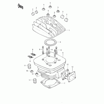 CYLINDER HEAD/CYLINDER/REED VALVE ('80 A