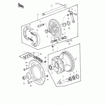 REAR HUB/BRAKE/CHAIN ('80 A1)