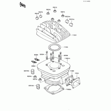 CYLINDER HEAD/CYLINDER/REED VALVE ('81-'