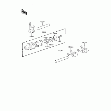 GEAR CHANGE DRUM & FORKS ('81-'82 A2/A3)