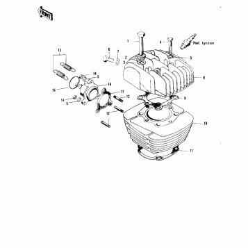 CYLINDER HEAD/CYLINDER ('71-'72 F8/F8-A)