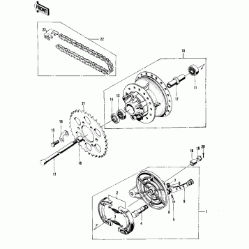REAR HUB/BRAKE/CHAIN ('71-'72 F8/F8-A)